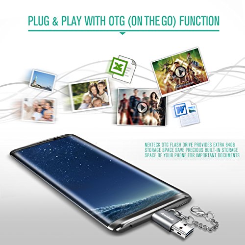 image for Nekteck 64GB Flash Drive USB Type C 3.1 & USB-A Dual Plug Flash Memory