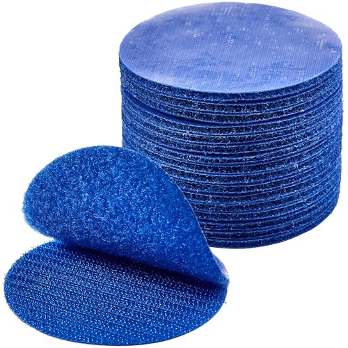 Image of ECOHomes (3 Inch Dots, 16 Sets) Strips with Adhesive for Fabric, Blue | No Sew, Stick On for Fabric, Sticky Back for Clothes, Curtains, Heavy Duty, Double Sided Hook and Loop Hem Tape Fasteners