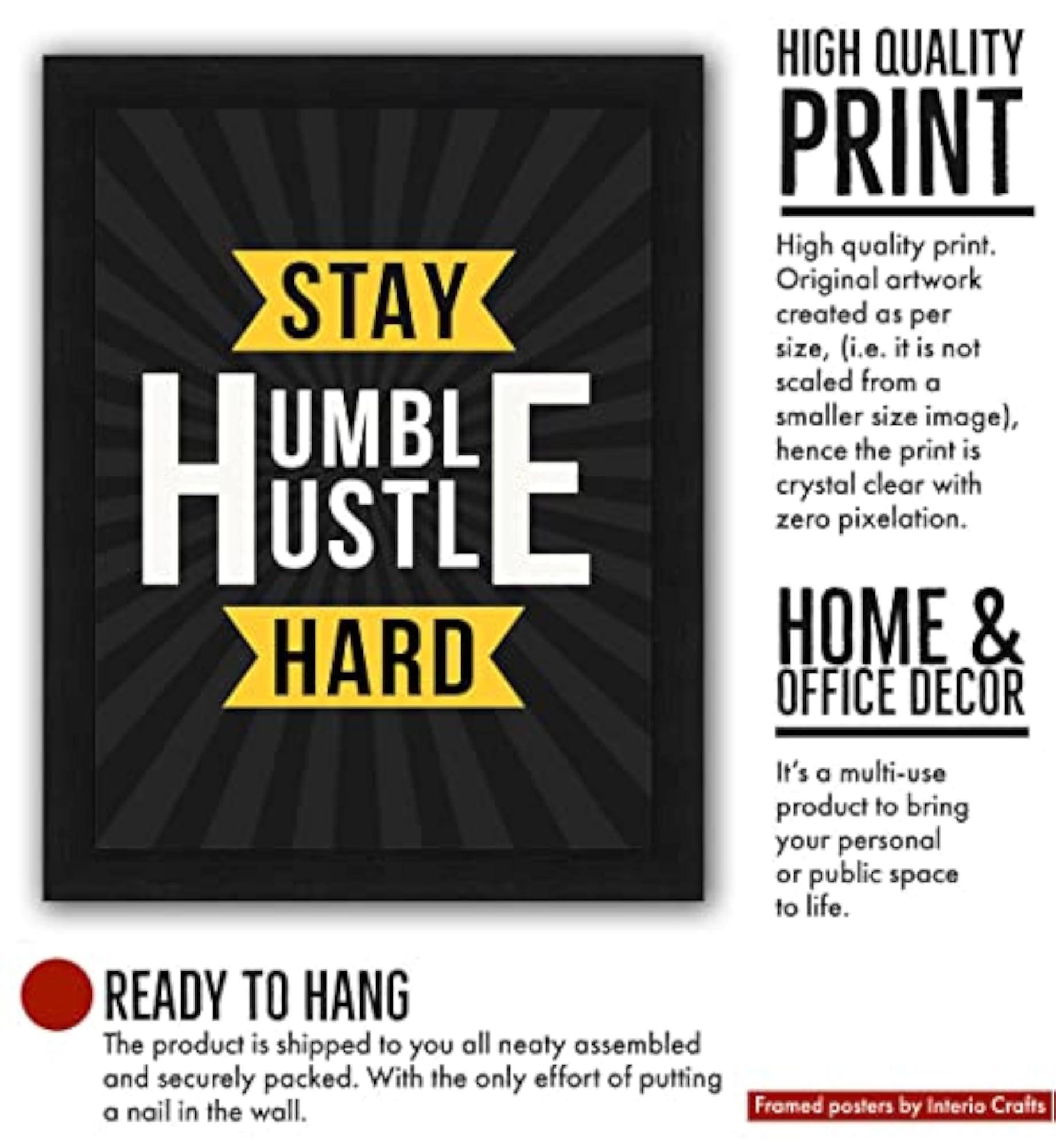 Inspirational Wall Art: 'Stay Humble, Hustle Hard'