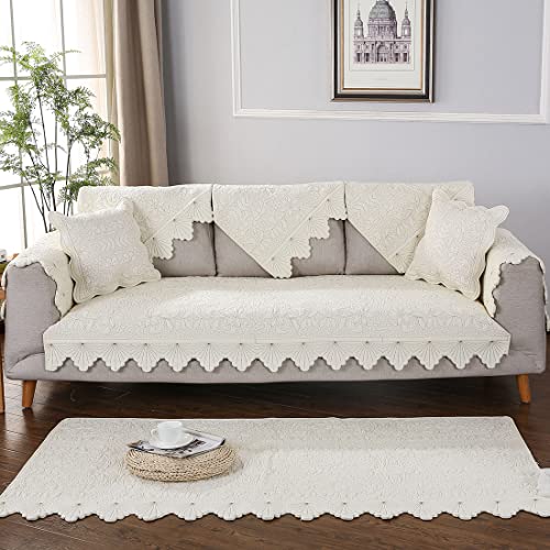 Xslive Cotton Embroidery Couch Sofa Cover Leaf And Floral Pattern Nonslip Quilted Furniture Protector Slipcover For Dogs thumb #1