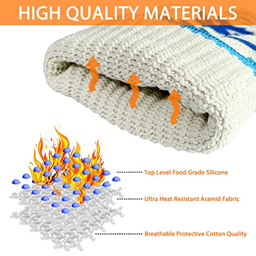 Image of BBQ Grill Gloves Heat Resistant, 1472℉ Heat Resistance Fireproof Glove for Grilling Smoking Barbecue Oven Mitts Extreme Hot Proof Mittens for Kitchen Cooking Baking