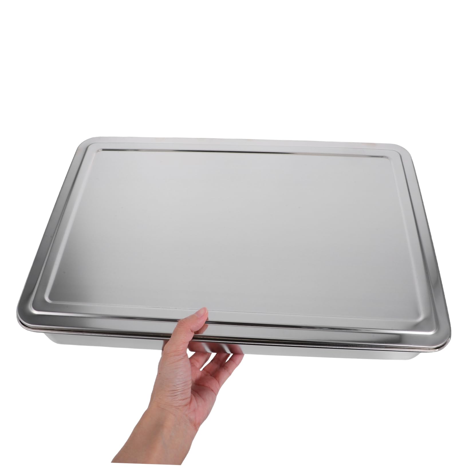 Cabilock Kuchenform Eckig mit Deckel aus Edelstahl Rechteckige Backform mit Gleichmäßiger Wärmeverteilung und Multifunktional für Heimgebrauch und Bacon Aufbewahrung