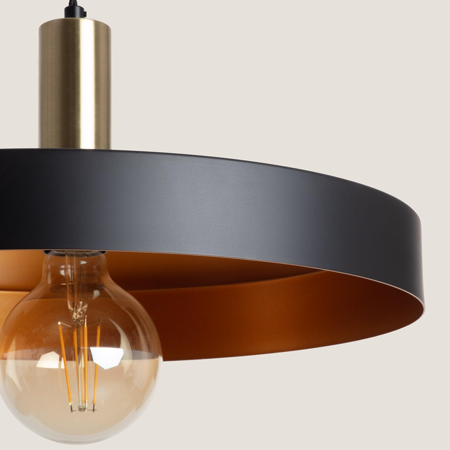 Ledkia Lampa Wisząca Furiko Czarna Industrialna Lampa Sufitowa Metalowa Des | Kompatybilne żarówki E27 220-240 V, IP20 wewnątrz, aluminium i stal, regulowany kabel 1560 mm, wzornictwo przemysłowe