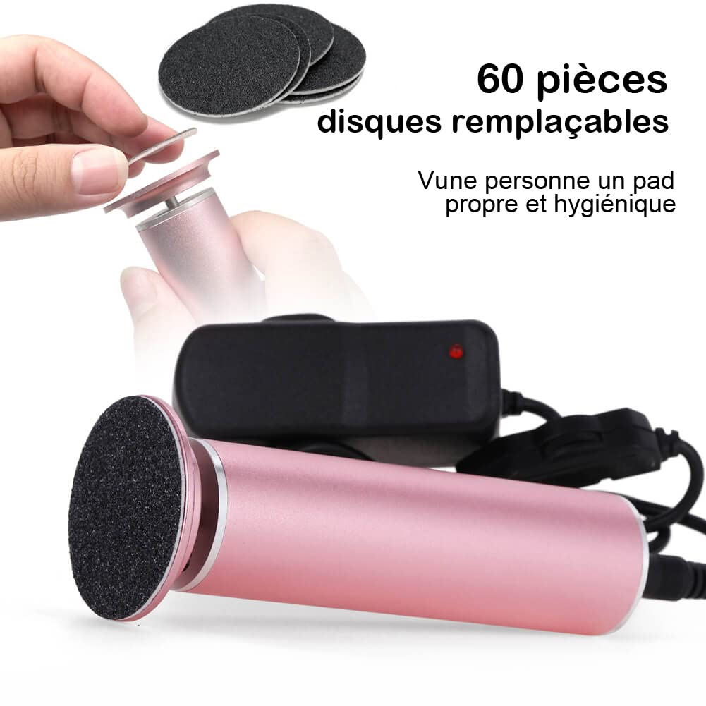 Rallador de pies pedicura Eléctrico Anticalesidad Lima Pies Eléctrico para Cuerno (velocidad ajustable) con 60 almohadillas de repuesto para mujeres hombres pedicuras, sin necesidad de batería (Rosa)
