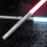 FX Lichtschwert, 2er-Pack RGB 7 Farben Metall Hilt Laserschwert mit Wiederaufladbare USB, Smooth Swing Lichtschwert mit Soundeffekt für Kinder Weihnachten Halloween Cosplay (Silber Doppelt)