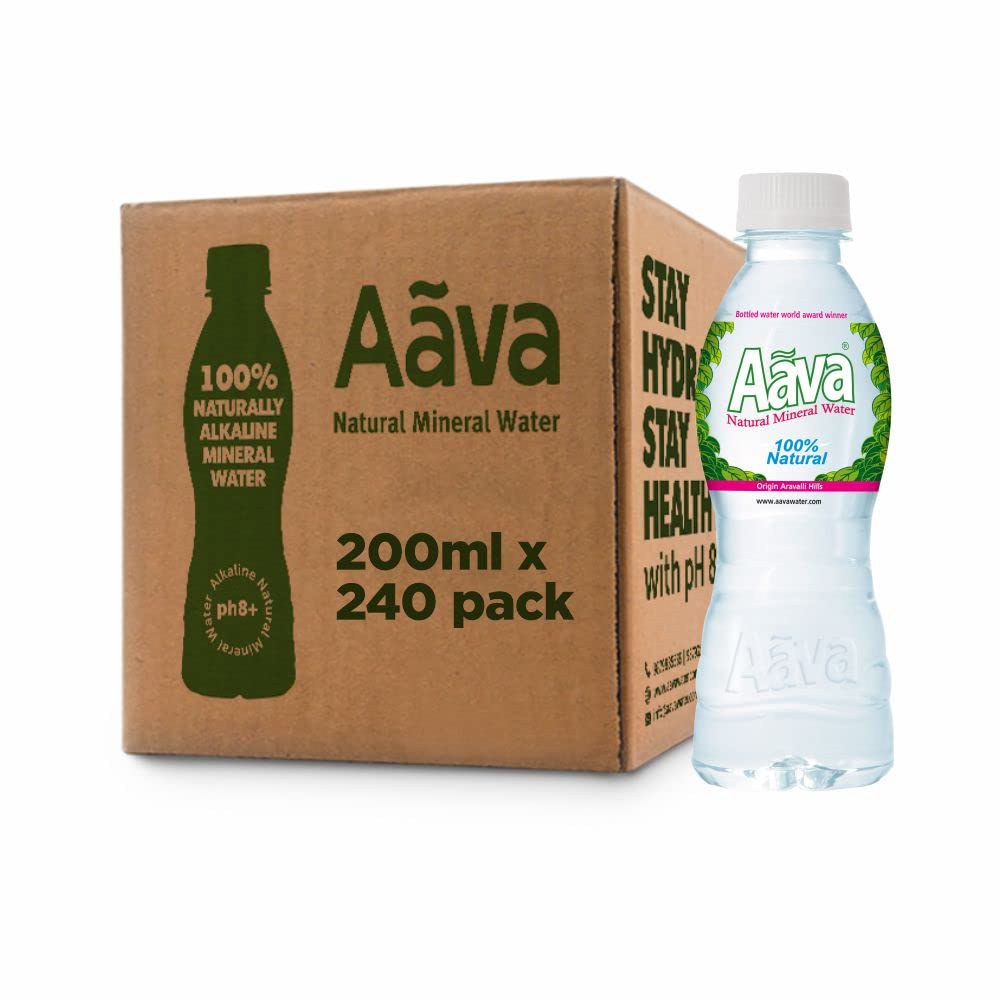 Aava Naturally Alkaline Mineral Water 200ml | Origin Aravalli Hills | 100% Alkaline pH 8.0+ | Benefits of Calcium & Magnesium (Pack of 240 bottles)-image-32