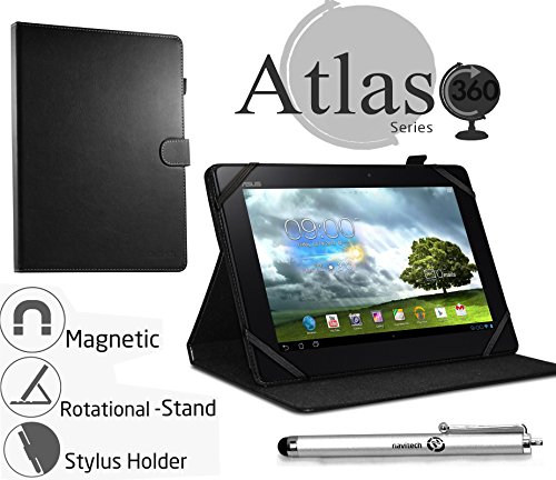 Navitech 10" Black Case/Cover with 360 Rotational Stand & Stylus Pen Compatible