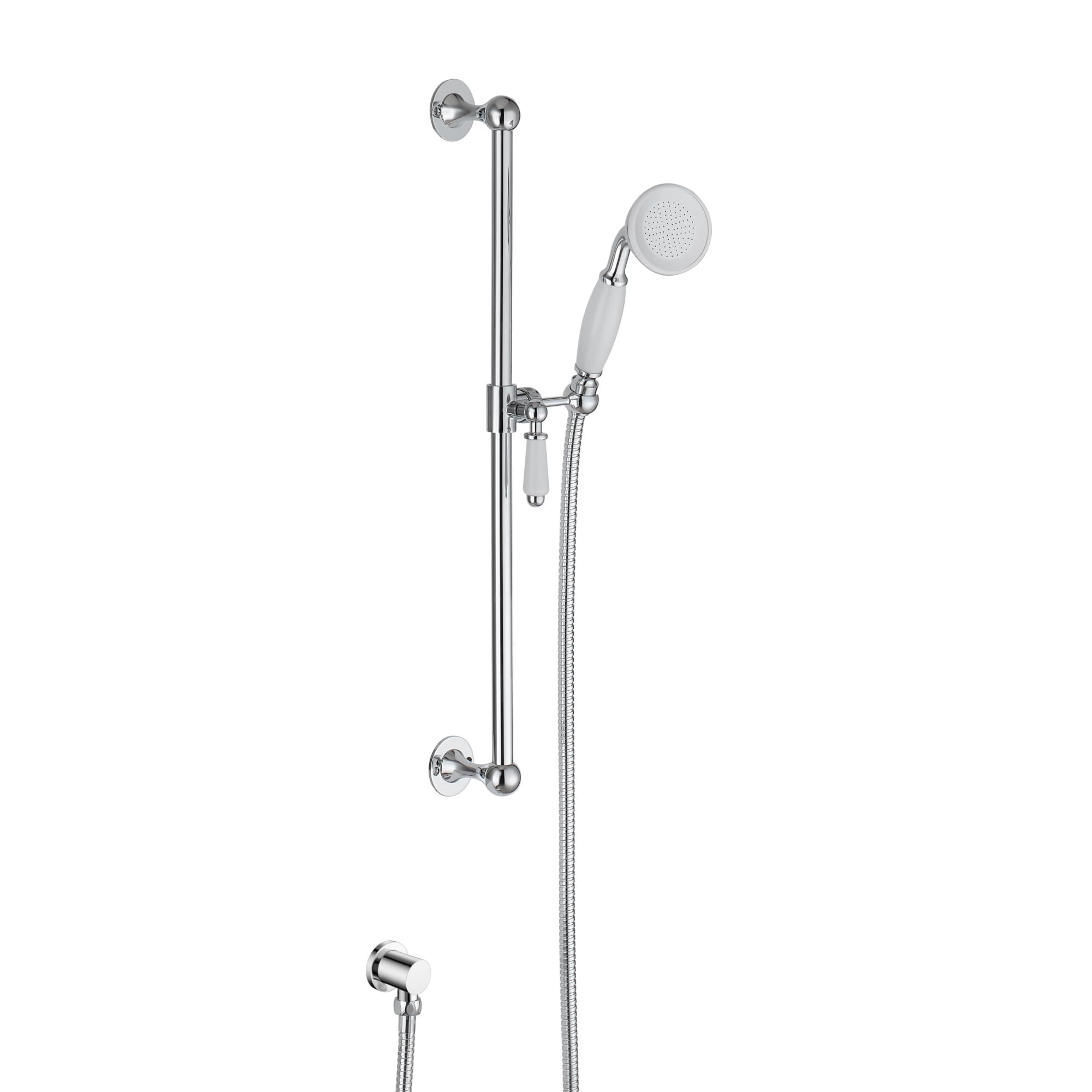Enki Chrome Es009 Traditional Shower Slider Riser Rail Kit Handheld Head Hose