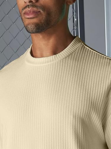 Image of Maniac || Mens || Solid || Round Neck || Half Sleeve || Seersucker || Cottonblend || Oversized || T-Shirt