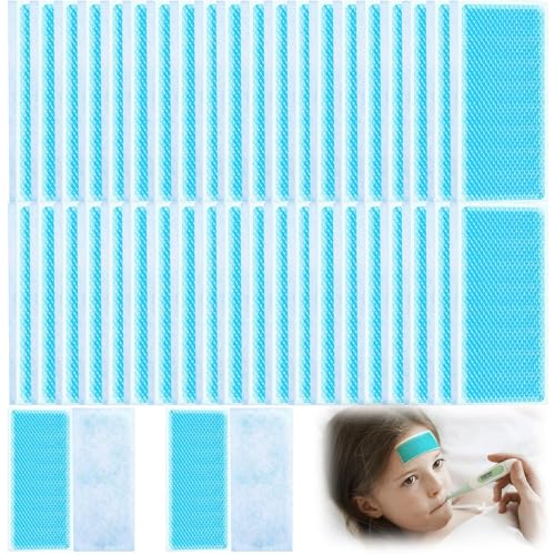 GOMETY 50 Stück Kühlpflaster, Fieberpflaster Kühlakku Gel Kühlpad...