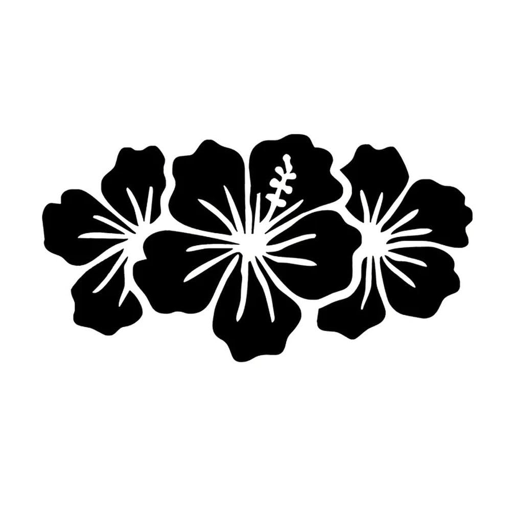 Auto Accessory Hibiscus Flower Car Stickers Vinyl Decal Motorcycle Decorative Accessories(Black)