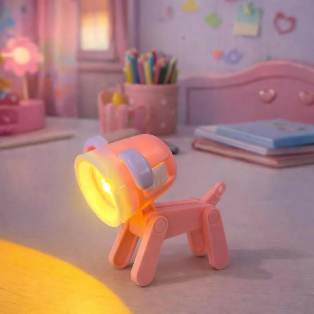 Set of 2 Cute Dog LED Mini Flashlight for Kids Foldable Puppy Torch | Battery Operated, Portable Torch Light, Study & Camping Use, Kids Night Light, Pink & Blue Colours-picture-29