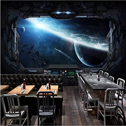 Papier Peint 3D Espace Univers Terre Photo Mural Effet Mur Géant Photos Moderne Intissé Décoration Murale Trompe l’Oeil Revêtement Panoramique Tapisserie XXL Pose...