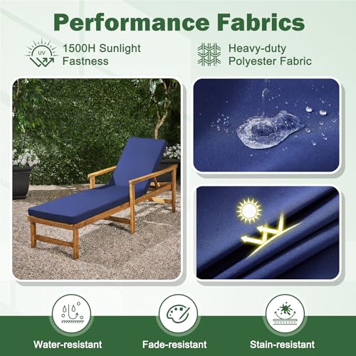 Aegisun Chaise Lounge Cushions Outdoor, 72x 21x 3 Inch Waterproof & Fade-Resistant Lounge Chair Cushion, Outdoor Chaise Cushion with Removable Cover & Ties for Lawn, Patio, Pool & Beach, Navy Blue - image 5