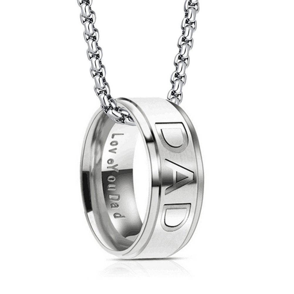 Love you Dad Mom Stainless Steel Necklace for Men Women Dad Birthday Gifts Jewelry Father’s Day Gift (Dad Necklace)