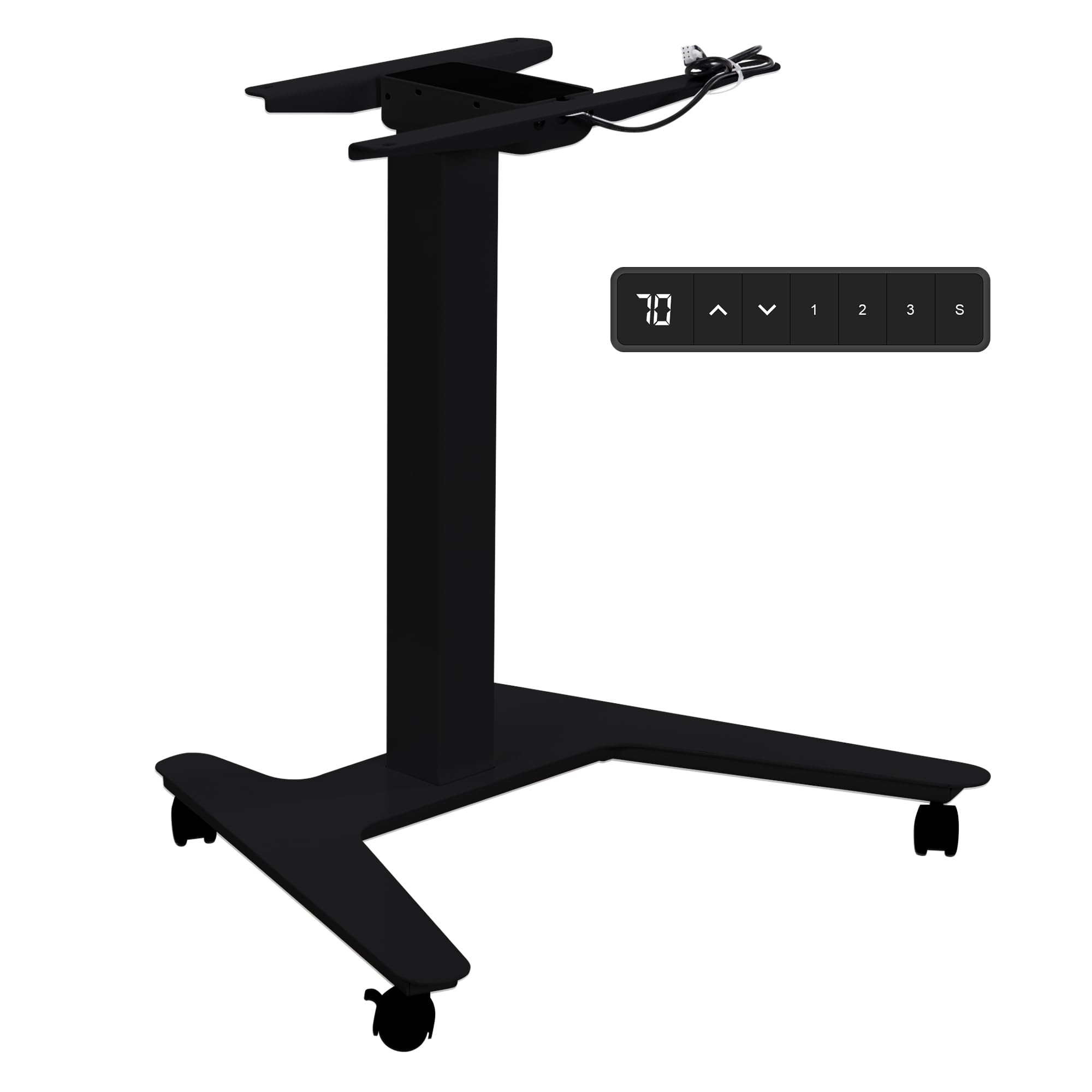 Fromann Electric Single Table Lift Desk Frame Mobile Standing 27.6in to 47.2in Height Adjustable Rolling Laptop Sit Stand Desk Base (Black)