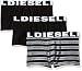 Diesel Men's Shawn Three Pack Fresh&Bright Striped Trunk, Black/Grey Stripe,Black,Black, Medium