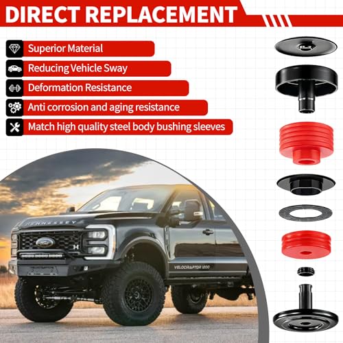 Silicone Body Mount Bushing Kit with High-Strength Bolts, Compatible with 2008-2016 F-250 F-350 Super Duty Crew Cab 2WD 4WD, Cab to Frame Mounts for Noise Reduction & Vibration Dampening, Red by LDVROH - Image 7