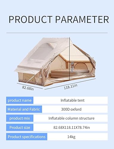 Miniatura 9 de Tienda de campaña inflable impermeable mejorada 2025 para 5-8 personas, no necesita montaje, casa de lujo glamping, tienda de campaña inflable de