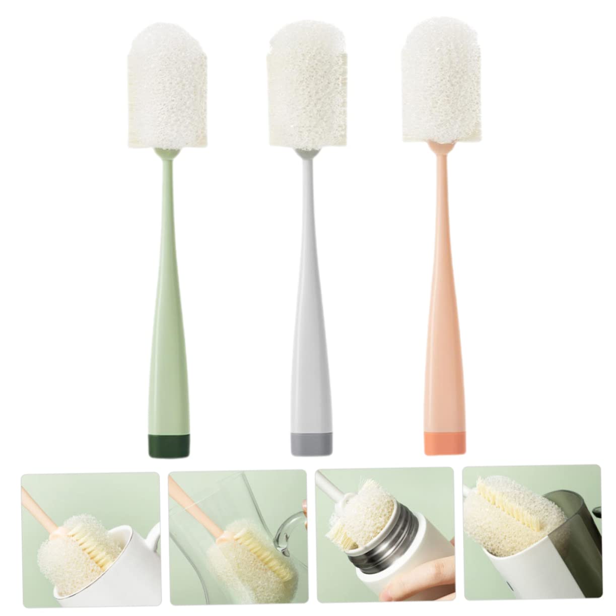 3 Set Pennello A Tazza Spazzola Per La Pulizia Della Tazza Multifunzionale Lungo Spazzole Per La Pulizia Delle Bottiglie Pennello Per Bottiglia Plastica 3 Pezzi*3