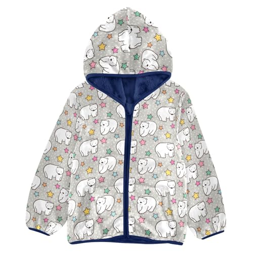 Polar Bears Toddler Fleece Jacket Baby Boys Hooded Zipper Long Sleeve Thick Warm Outerwear 3-10 Years