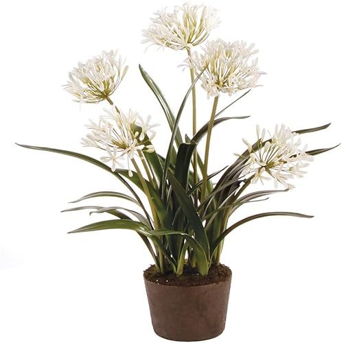 MY SWANKY HOME Luxe White Agapanthus - Planta artificial de flores sintéticas, 29 pulgadas de caída en flores