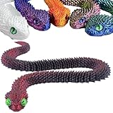 3Dプリントされた動物-蛇毒蛇、24インチ サプライズミステリースネークフィジェットトイ クリエイティブトイ 3Dプリント 連結スネーク収集品 ホームオフィス エグゼクティブデスク装飾 (ブラックレッド)