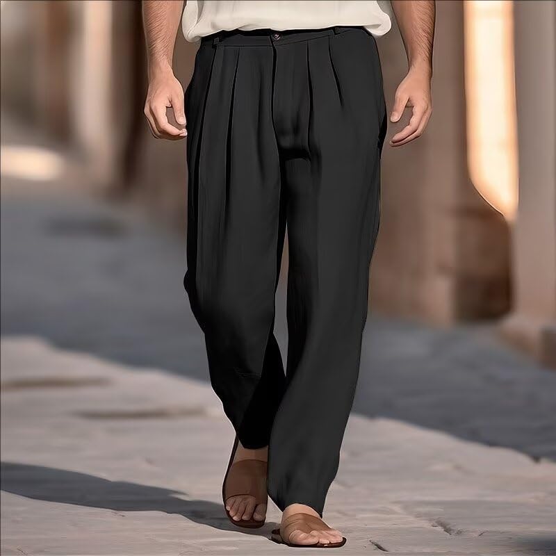 Men’s Vintage Linen Pants Spring Summer Beach Casual Dress Pant Loose Fit Comfort Outdoor Holiday Daily Vacation Trousers3