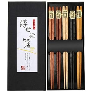 Rpanle Japanse eetstokjes, 5 paar, eetstokjes, hout, herbruikbaar, natuurlijke Japanse houten stokjes, wasbaar, chopsticks eetstokjesonderlegger van hout