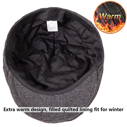 Image of 2-Pack Adjustable Newsboy Hats for Men Flat Cap Irish Wool Blend Tweed