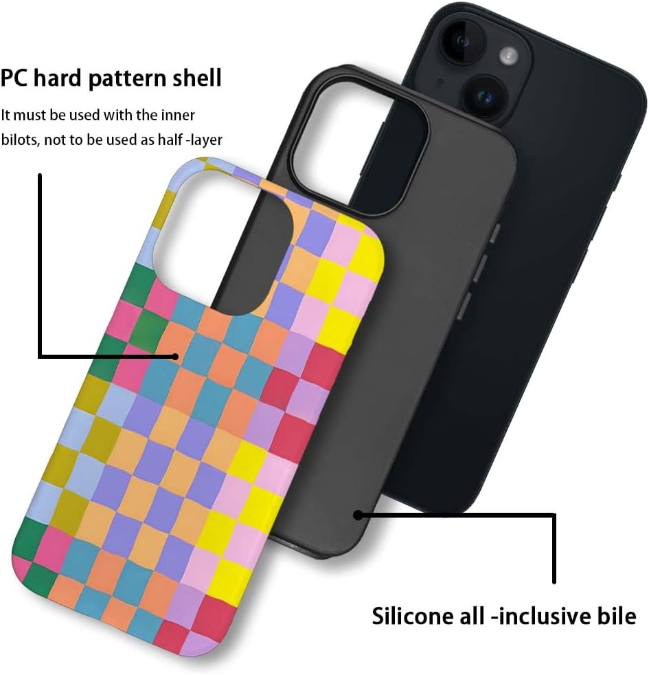 SEized Case Compatible with for iPhone 13,Happy Colorful Checkerboard Phone Case for Girl Women Boy Men,Durable Protection Case for iPhone 13 - Image 4
