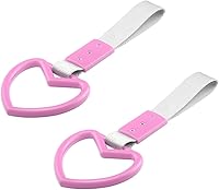 Vista 16 de Fekey&JF 2 anillos Tsurikawa en forma de corazón, correa de mano para parachoques trasero, asa de corazón Janpanese para SUV, metro, autobús, Blanco