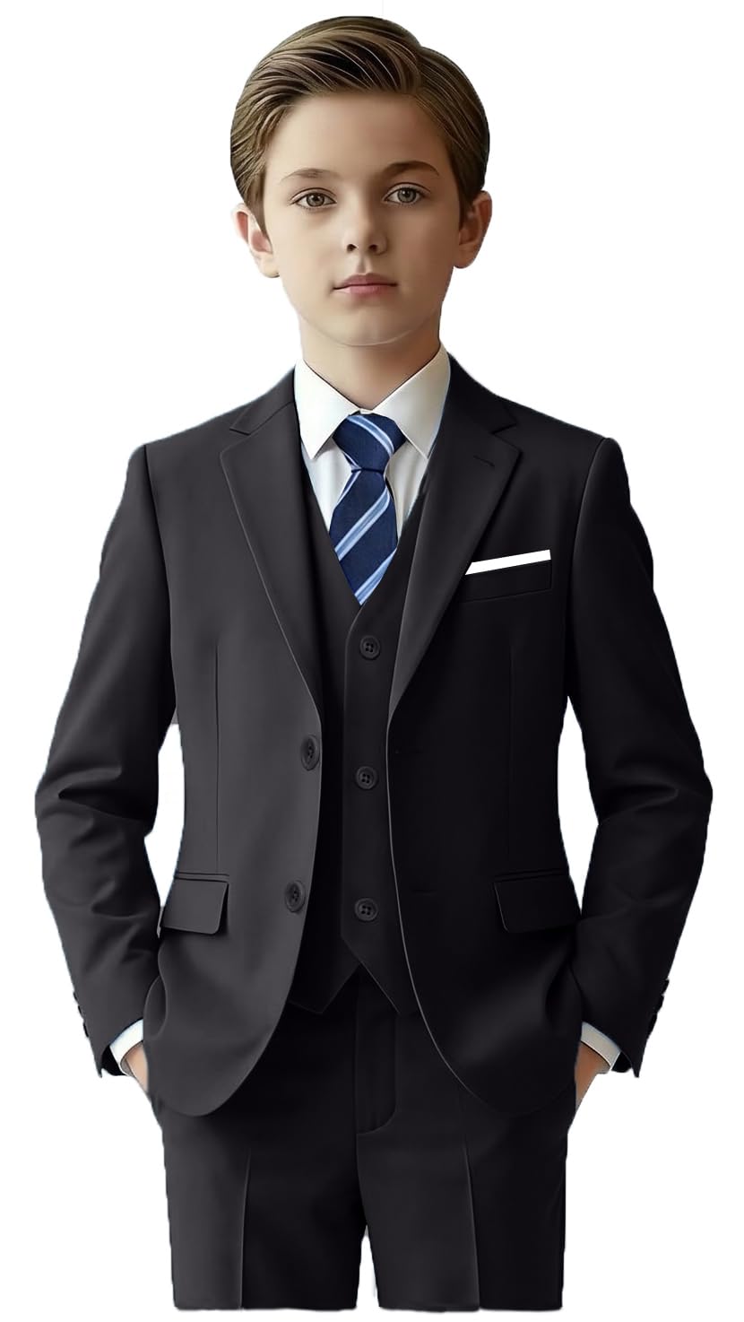 Boys Suits 5 Piece Slim Fit Suit for Kids Formal Ring Bearer Suits Gentleman Wedding Party Outfit