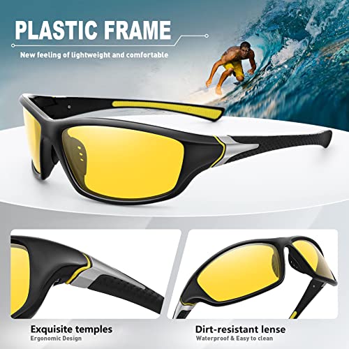 MEETSUN Polarized Sports Sunglasses for Men Women Driving Cycling Fishing Sun Glasses UV400 Protection Black Frame-Night Vision Lens - Image 3