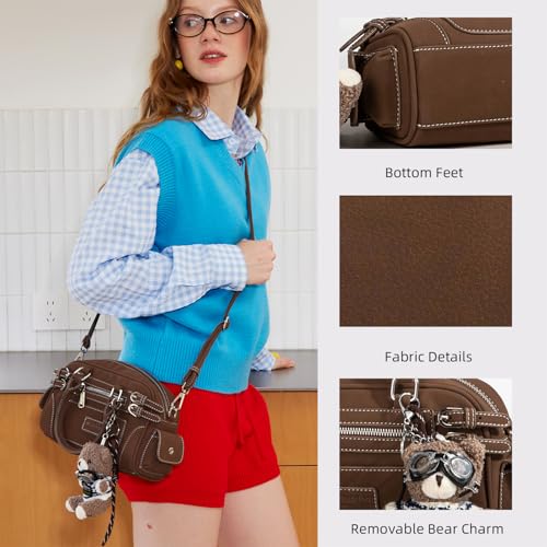 Bolso de hombro retro para mujer estilo motociclista 13 x 6.7 x 3.7 in miniatura 3