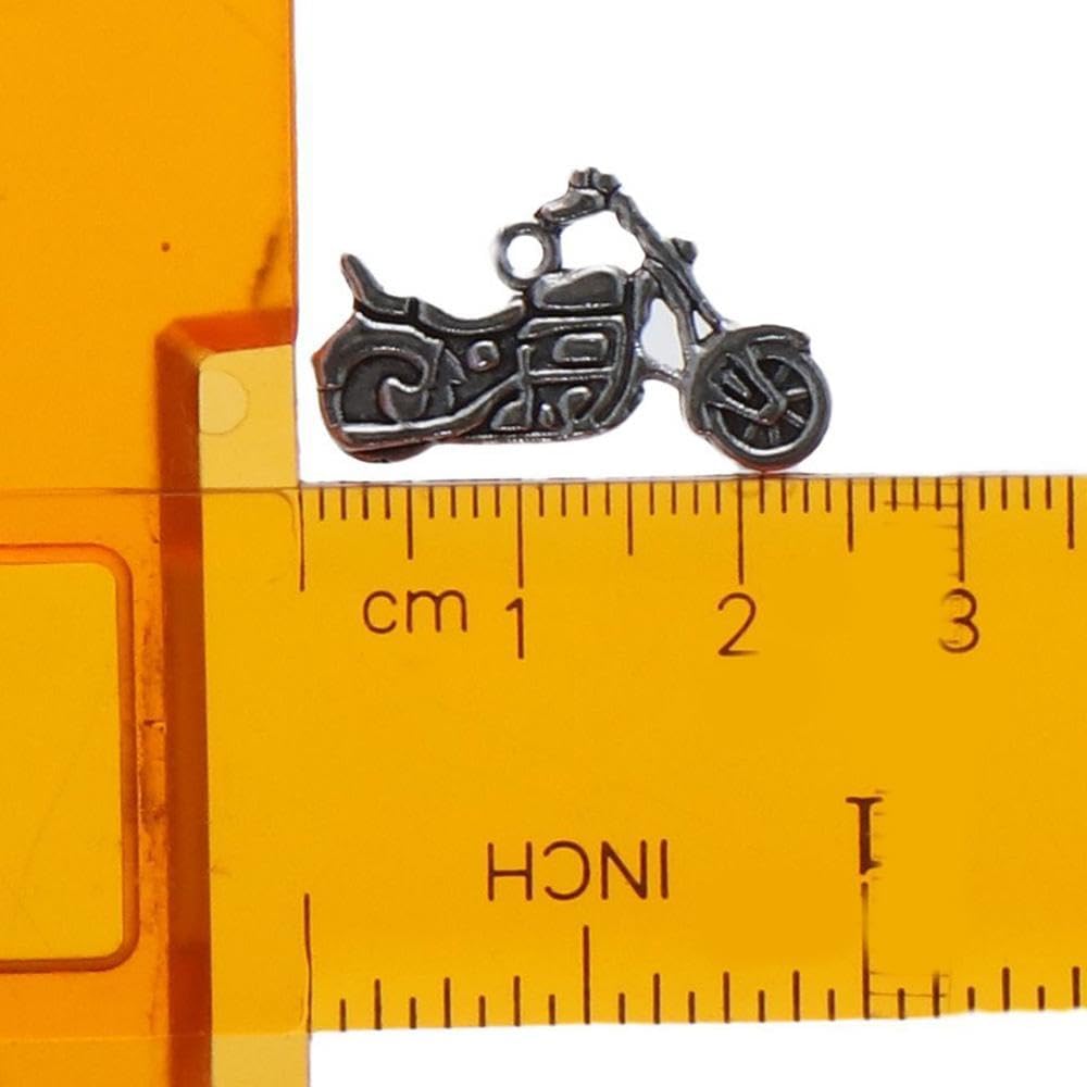 100Pcs Mini Antique Silver Motorbike Charms,Punk Style Pendants,Vintage Motorcycle Beads Charms with Loop for DIY Jewelry Making Necklaces Earrings Key Chains - Image 5