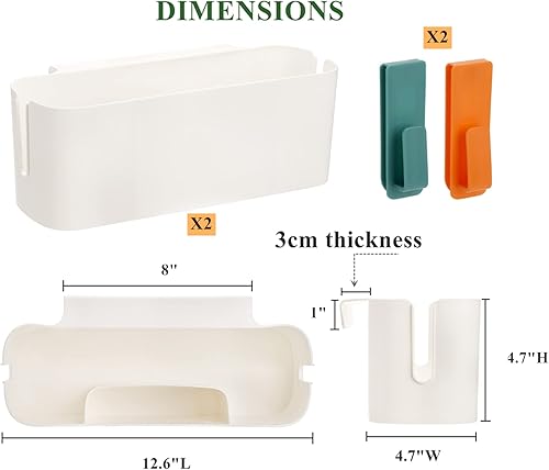 Miniatura 2 de Yopay Paquete de 2 organizadores de mesita de noche, estante de plástico para litera, soporte para mesita de noche, soporte de bolsillo de