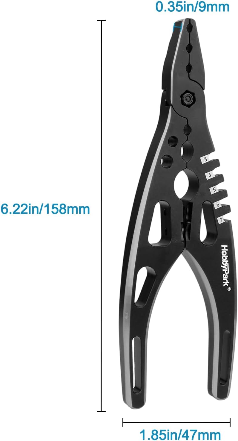 HobbyPark Multi-Function RC Shock Pliers Tool RC Shock Shaft & Tie Rod Clamp, Ball Link Remover for 1/8 1/10 RC Car Truck Crawler Buggy Drift (Black & Silver)
