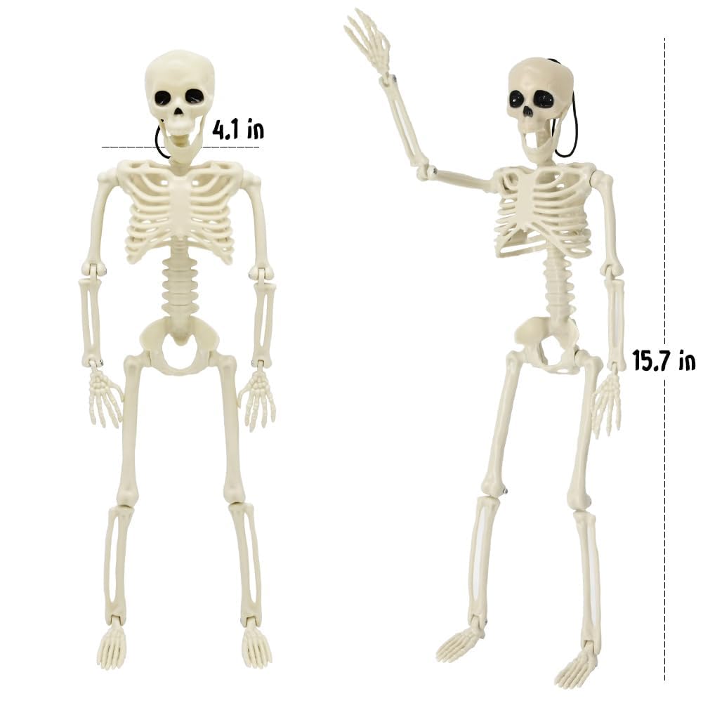CAMIRUS 5 sztuk dekoracji szkieletowych na Halloween, 40 cm, mini szkielety na całe ciało, z możliwymi połączeniami, na podwórko, ogród, trawnik, patio, upominki i dekoracje imprezowe, 5 szt
