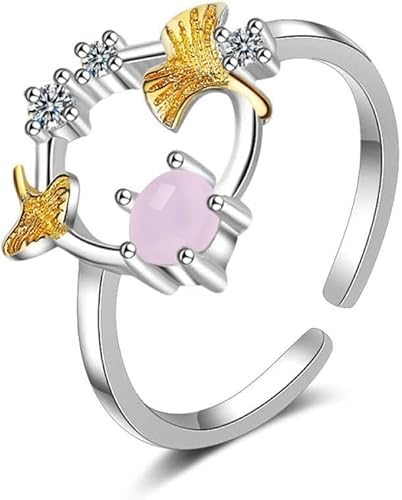 Ring Schmuck, S925 Sterling Silber Hohl Ginkgo Blatt Blume Mode Einstellbare Offenen Ring Schmuck Für Frauen