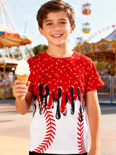 Image of uideazone Tshirts for Boys Kids Short Sleeve T-Shirt 3D Graphic Tee Shirts Tops Clothes 4-16 Years