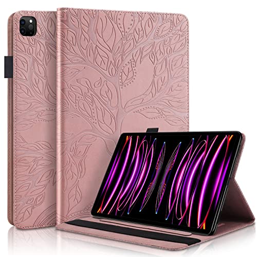 Succtopy Case for iPad Pro 12.9 6th/5th/4th/3rd Generation Folio Flip PU Leather Cover with Pen Holder Protective Tablet Case with Stand Function for iPad Pro 12.9 Inch 2022/2021/2020/2018 Rose Gold