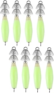 Didiseaon 8 Peças Iscas De Manivela Crankbait Iscas De Aço Inoxidável Gancho De Mar Profundo Anzol De Pesca De Lula Isca De Pesca Noite Brilhante Anzol De Pesca À Noite Equipamento De Pesca