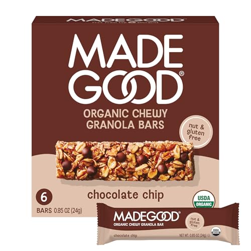 Image of MadeGood Chocolate Chip Granola Bars, 6 Healthy Snack Bars, 0.85 oz Each