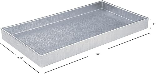 Miniatura 7 de Home Basics Bandeja de tocador para maquillaje, joyas, perfumes, cosméticos, organizador de baño (horizontal, tejido metálico)