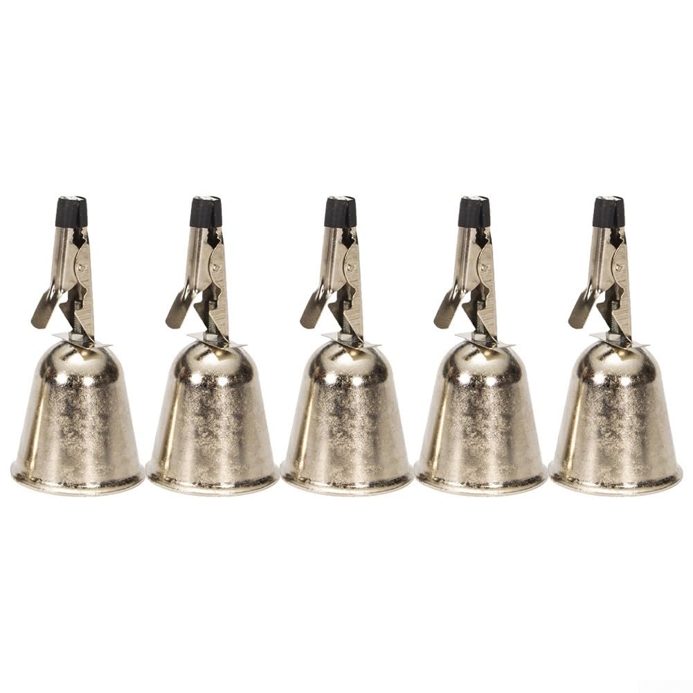 5 campanas de alarma de mordida de pesca, clips de metal para caña, ideal para pesca nocturna con alertas de sonido fuerte (pequeño)