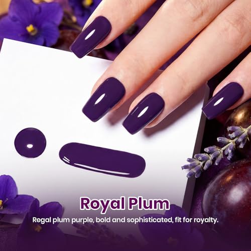 Image of Beetles Purple Gel Polish - Royal Plum, 1pc 15ml Deep Purple Color Soak Off UV LED Gel Polish, Glossy Solid Nail Art, Elegant Dark Nails for All Season Party, Salon DIY Manicure