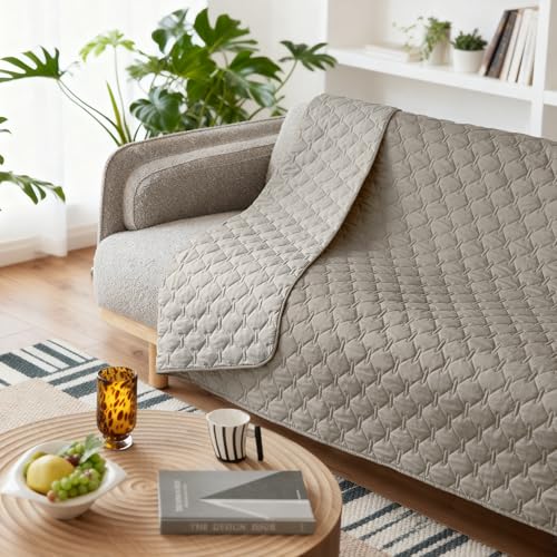 Image of gogobunny 100% Double Sided Waterproof Dog Blanket Soft Pet Bed Cover Reversible Protect Furniture Couch Sofa Car for Puppy Large Dog Cat (Dark Stone /Light Stone, 68x82 Inch (Pack of 1))