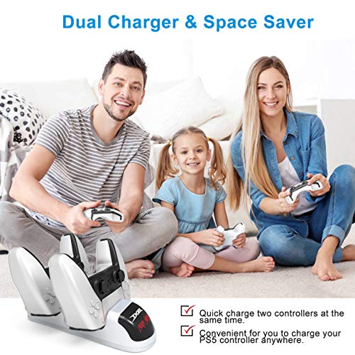 Gifort Ladestation für PS5 Controller, Dual Type C Charging Station mit LED Anzeige & Sicherer Chip, PS 5 Zubehör Ladegerät für Playstation 5 DualSense Controller inkl. USB Kabel, Weiß - Image 8