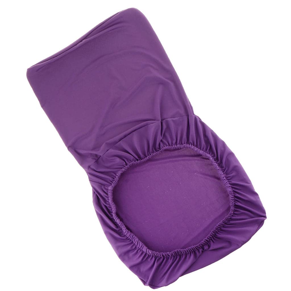 Universal Low Back Chair Stool Seat Cover with Elastic Band for Wedding Kitchen Dining Bar Club Receptions Decoration - Purple pcs 4